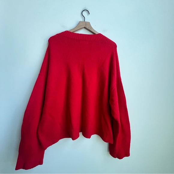 J.Crew XXL Relaxed V-Neck Sweater Supersoft Yarn Candy Apple Merino Alpaca - Picture 10 of 12